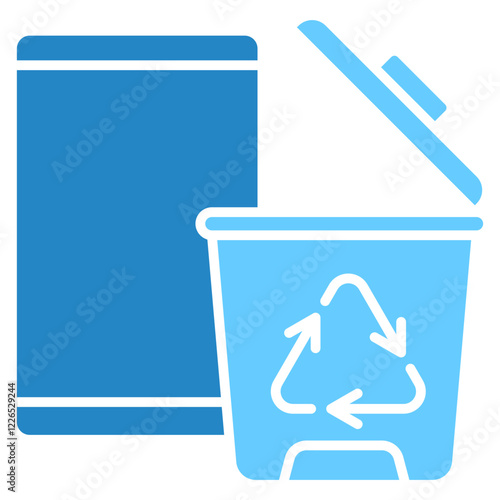 Ewaste dual tone blue color icon. use for modern concept, print, UI, UX kit, web and app development. Vector EPS 10, related to business, green industry, eco friendly and economy .