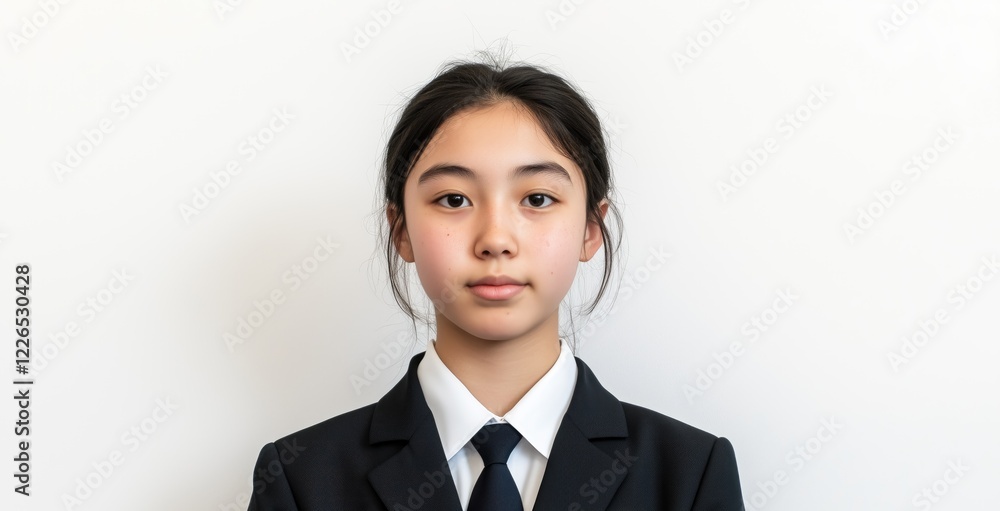 A Japanese high school girl. Passport photo. Asian female student. Puberty. Asian preteen student. A Japanese preteen girl. Visa, id photo. Adolescent A Japanese high school girl. Passport photo. Asian female student. Puberty. Asian preteen student. A Japanese preteen girl. Visa, id photo. Adolescent