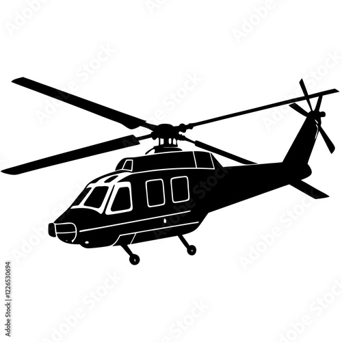 Helicopter Silhouette on Clean White