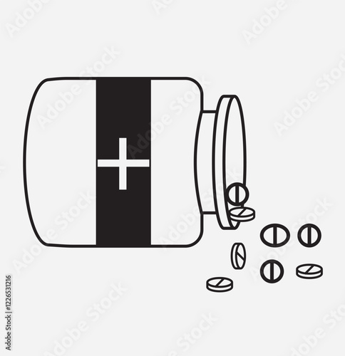 Print  pill icon set. medicament and pharmaceutical symbol. medical design element . 1176