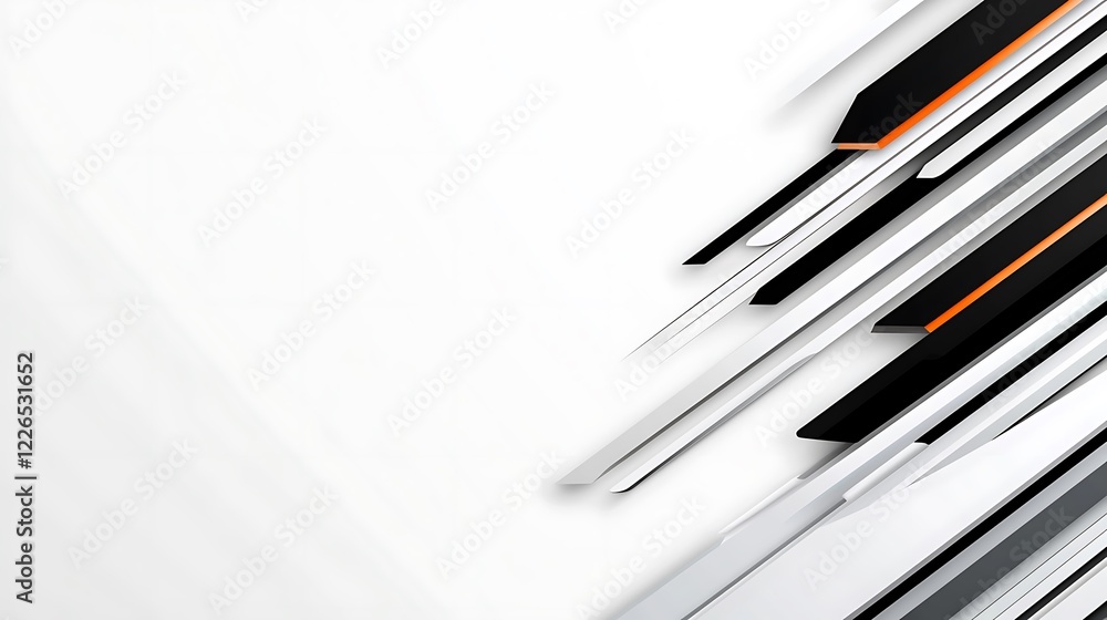 Abstract background with diagonal gray, black, and orange lines on white space. Abstract background with diagonal gray, black, and orange lines on white space.