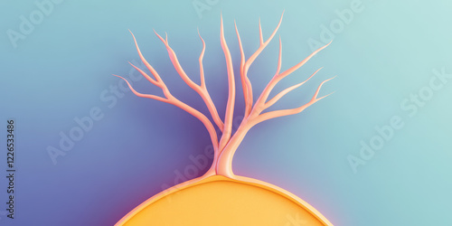 tree with glowing branches against soft gradient background, symbolizing life and growth