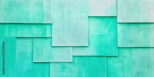 Geometric abstract turquoise wall texture with layered rectangles photo