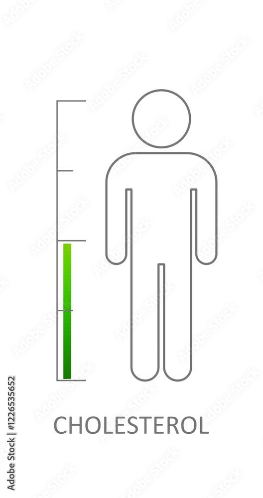 Measuring gradient scale with man simple outline silhouette. Cholesterol level measuring device. Infographic gauge element. Measuring gradient scale with man simple outline silhouette. Cholesterol level measuring device. Infographic gauge element.