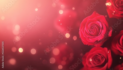 Romantic Red Roses Bouquet with Soft Bokeh Background
