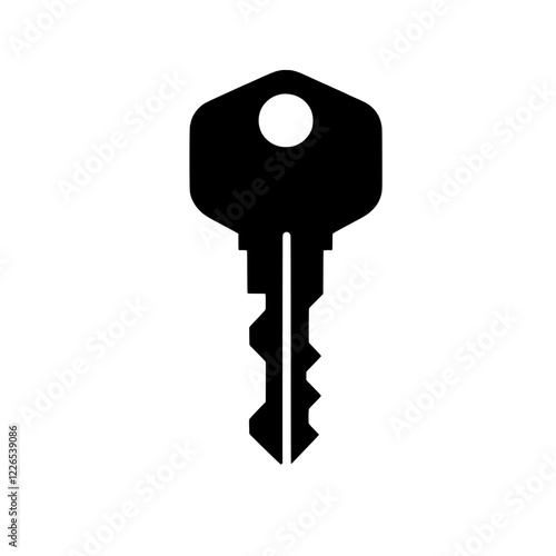 Simple Key Icon: A classic, minimalist silhouette of a key, perfect for representing access, security, or unlocking potential.