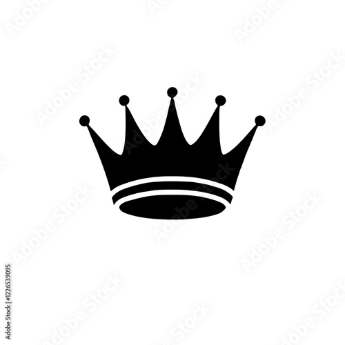 Regal Crown Icon: A classic black silhouette of a royal crown, symbolizing power, authority, and prestige. Perfect for logos, designs, and projects needing a touch of regal elegance. 