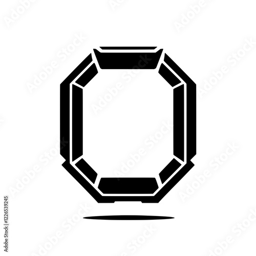 Octagon Fighting Cage Icon: A bold and minimalist icon depicting an octagon-shaped fighting cage, often used in mixed martial arts (MMA).  The iconic design is ideal for websites, apps.