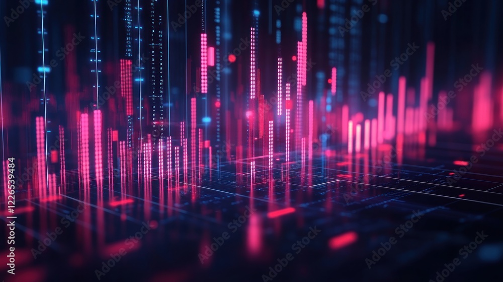 Abstract digital visualization of data metrics in vibrant colors. Abstract digital visualization of data metrics in vibrant colors.