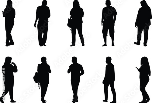 Casual Silhouettes Modern Minimalist People in Everyday Standing Poses