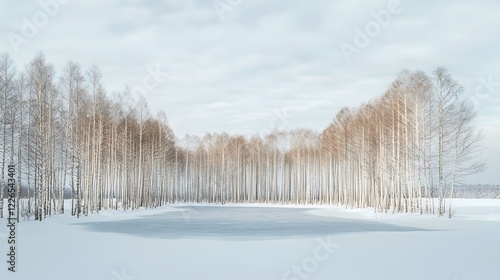 Serene snowy blue pond aoi ike photo