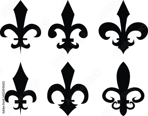 Fleur-de-Lis Silhouettes Minimalist Royal Symbols for Elegant Design