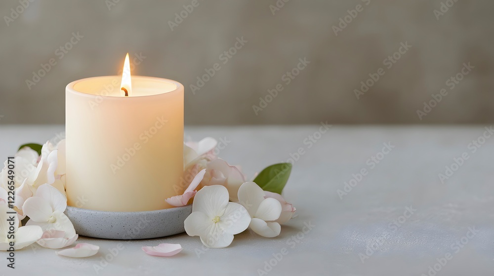 Relaxing Candle with Flower Petals for Tranquil Home Ambiance Relaxing Candle with Flower Petals for Tranquil Home Ambiance