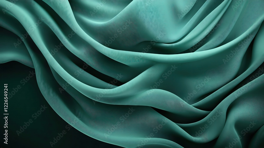 Obraz premium Soft teal silk fabric flowing elegantly.