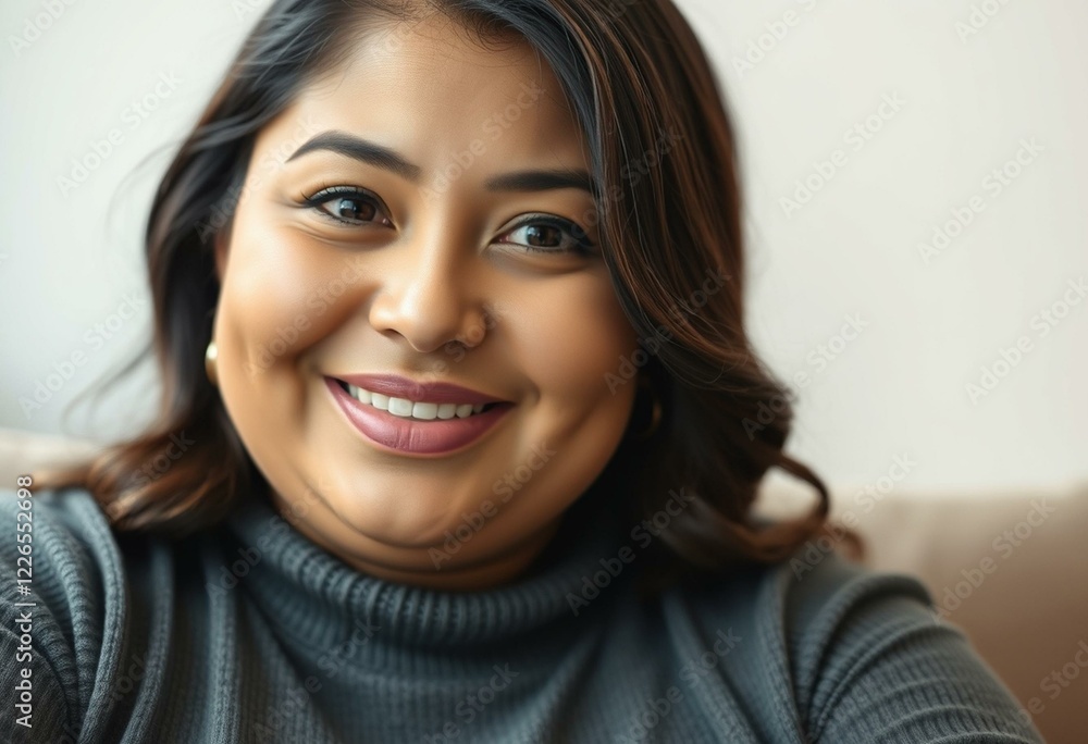 Portrait of a beautiful chubby woman with a warm smile Portrait of a beautiful chubby woman with a warm smile