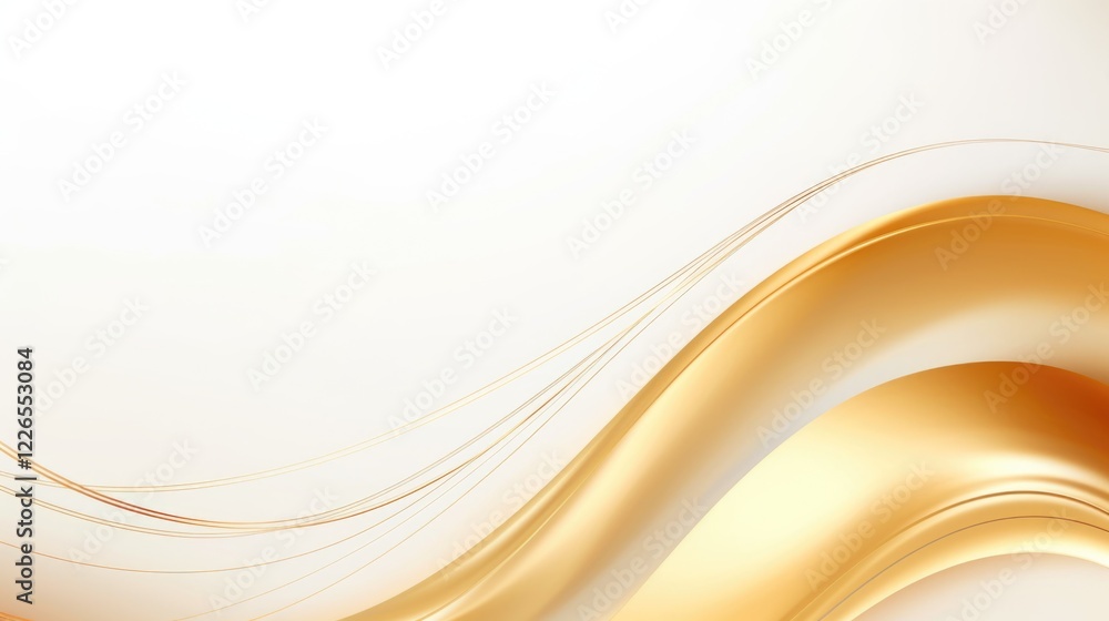 Obraz premium Free plain white background with gold wave