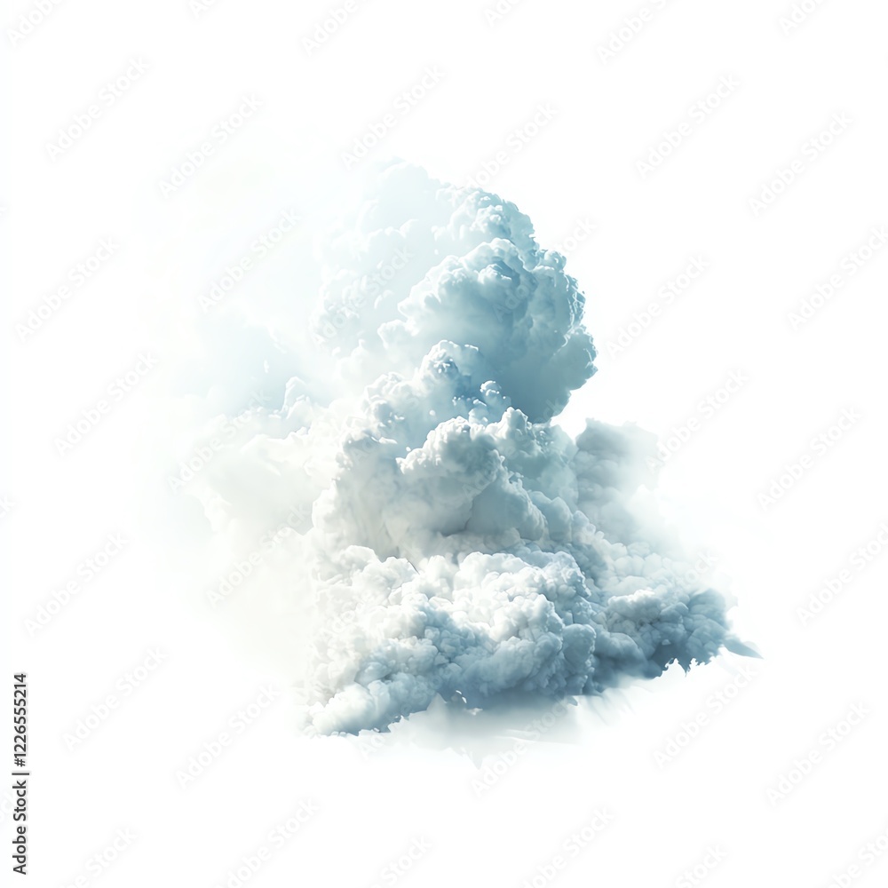 Fluffy cloud formation against a white background, showcasing the beauty of nature. Ideal for designs that evoke serenity and peace. Fluffy cloud formation against a white background, showcasing the beauty of nature. Ideal for designs that evoke serenity and peace.