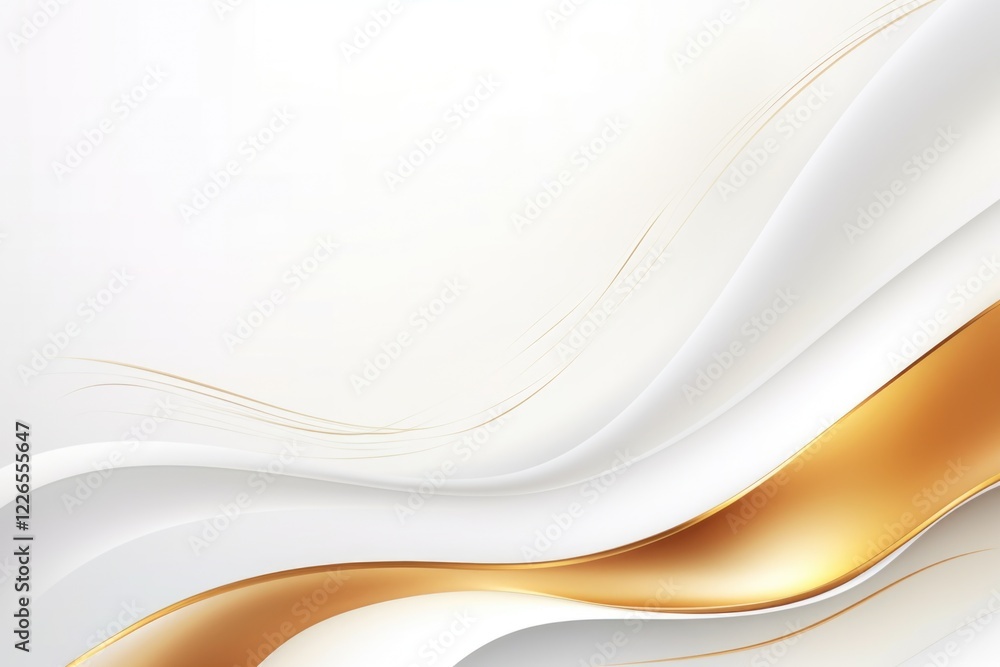 Obraz premium Free plain white background with gold wave