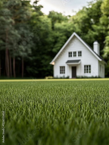 Wallpaper Mural Charming white house nestled in lush green grass Torontodigital.ca