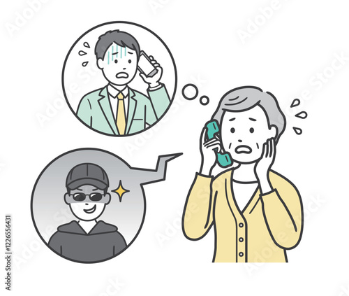 振り込め詐欺やオレオレ詐欺に電話に気づかず焦る高齢女性

