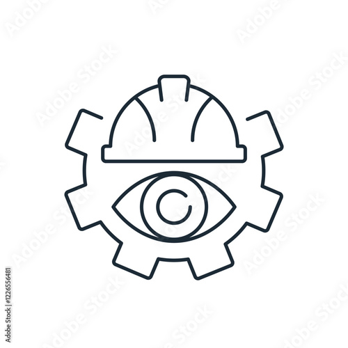 Engineering supervision.Guarantee of quality and compliance. Vector linear icon illustration isolated on white background.