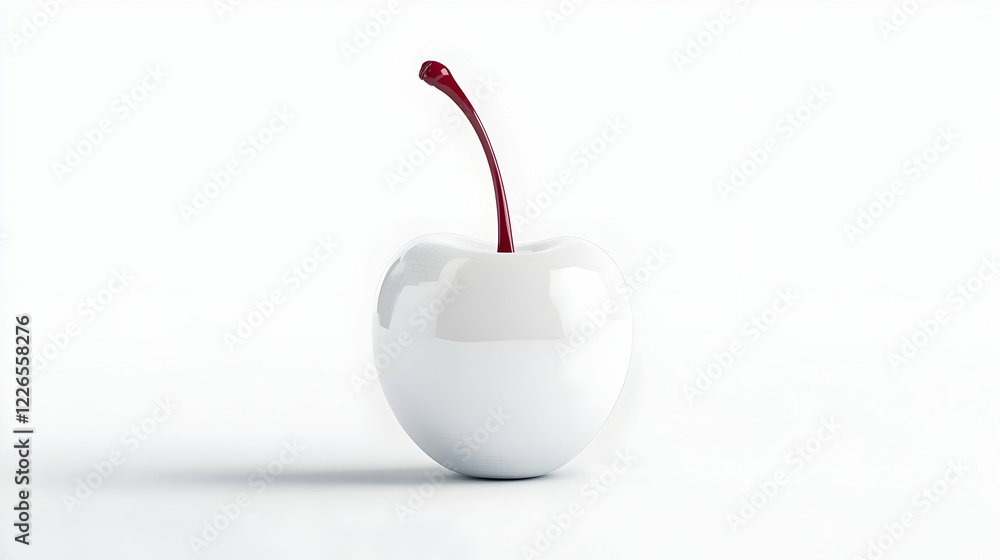 Obraz premium White cherry, single fruit, studio shot, clean background, food photography, website design