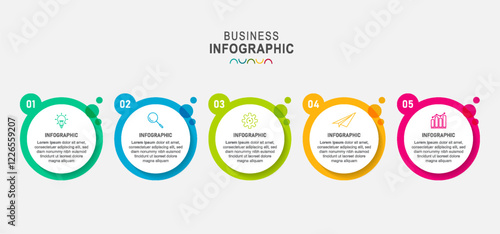 infographics timeline design template with 3D paper label, integrated circles background. Blank space for content, business, infographic, diagram, digital network, flowchart, process, time line