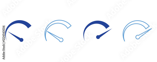 Speedometer icon vector, outline style icons vector of speedometer, speedometer icon set, gauge, dashboard, indicator, scale icons vector set isolated on white background.