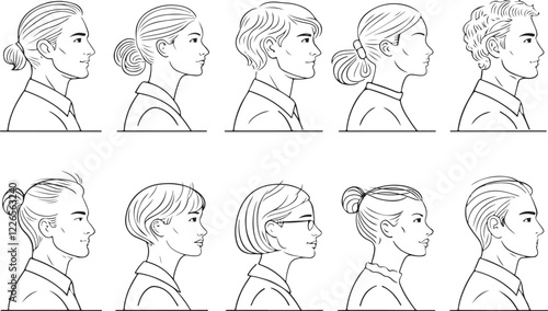 Detailed hand-drawn female head sketches in multiple angles perfect for artists character designers anatomy studies and educational drawing references