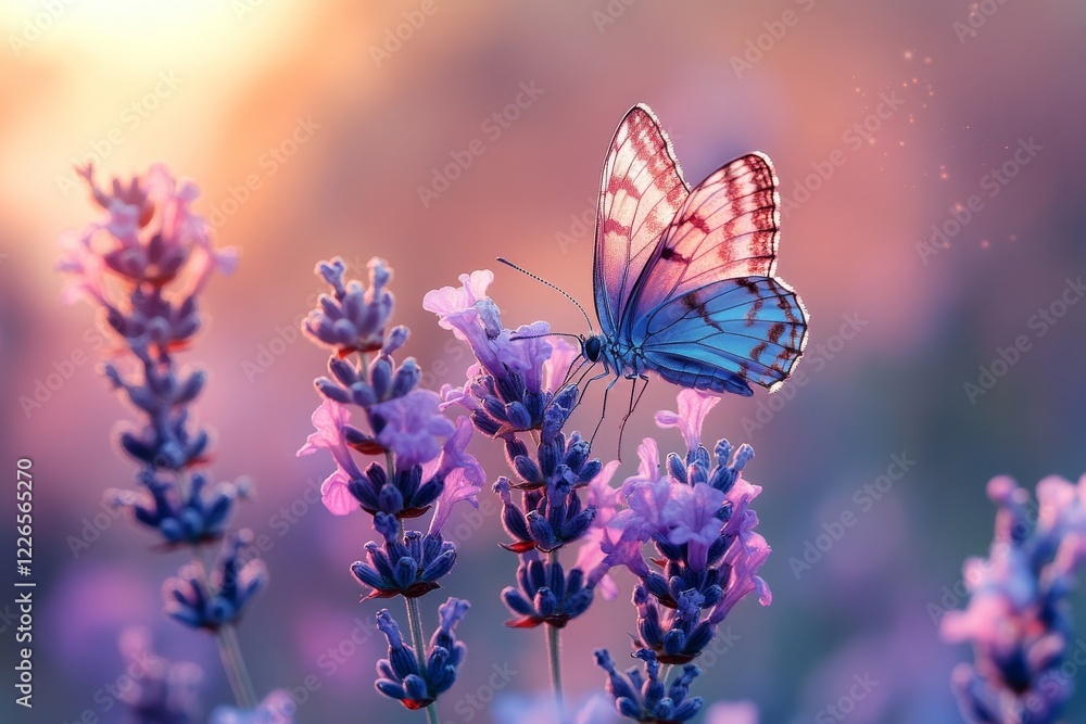 Hoverfly in Action: Close-up of a Hoverfly Hovering Over Purple Lavender Flower in Natural Habitat Illustration Hoverfly in Action: Close-up of a Hoverfly Hovering Over Purple Lavender Flower in Natural Habitat Illustration