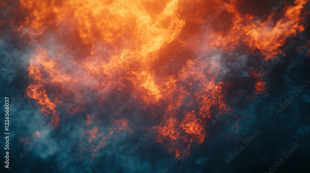 Fiery Abstract Background Orange Blue Flames Texture Design Digital Art Graphic Fiery Clouds Smoke Fiery Abstract Background Orange Blue Flames Texture Design Digital Art Graphic Fiery Clouds Smoke