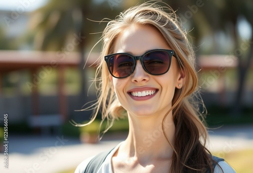 Portrait of a smiling female outdoors photo