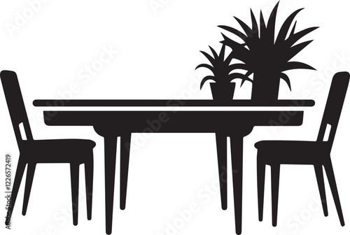 A vector silhouette image of a table on a white background.
