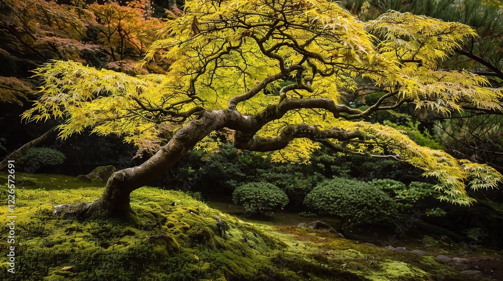 A captivating autumn - themed background featuring a magnificent maple tree. The tree stands tall with its branches adorned with vividly colored maple leaves A captivating autumn - themed background featuring a magnificent maple tree. The tree stands tall with its branches adorned with vividly colored maple leaves