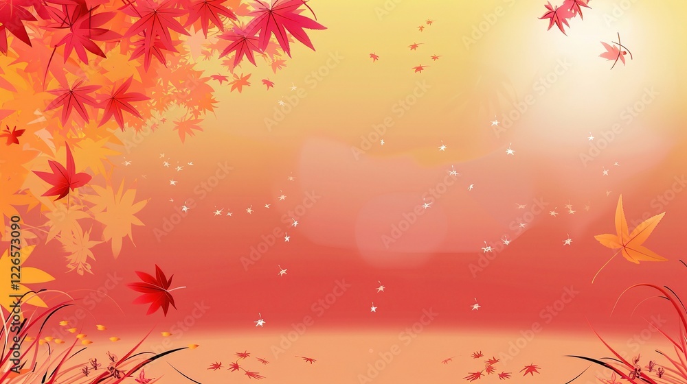A captivating autumn - themed background featuring a magnificent maple tree. The tree stands tall with its branches adorned with vividly colored maple leaves A captivating autumn - themed background featuring a magnificent maple tree. The tree stands tall with its branches adorned with vividly colored maple leaves