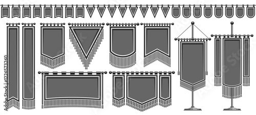 Vector Medieval Flag Set