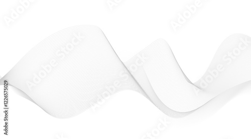 Abstract blue smooth wave on a white background. Dynamic sound wave. Design element. Vector illustration.