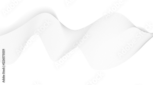 Abstract blue smooth wave on a white background. Dynamic sound wave. Design element. Vector illustration.