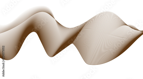 Abstract blue smooth wave on a white background. Dynamic sound wave. Design element. Vector illustration.