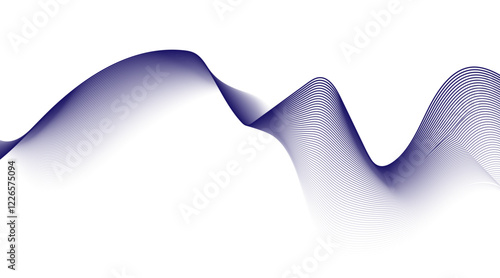 Abstract blue smooth wave on a white background. Dynamic sound wave. Design element. Vector illustration.