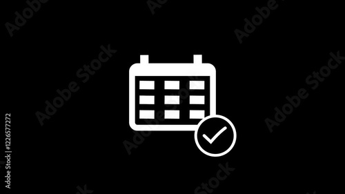 Daily Calendar Date icon isolated with check mark icon animation, Daily date calendar with tick mark icon animation .