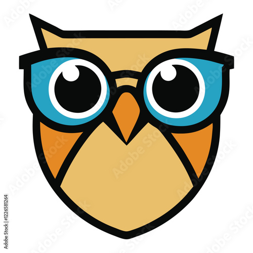 Funny barred owl head vector art illustration photo