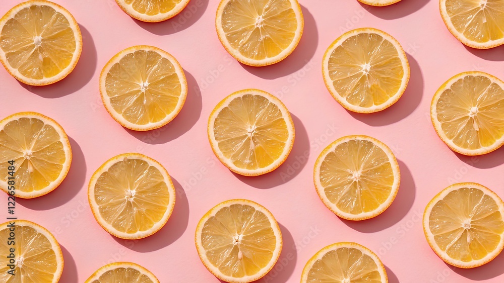 Obraz premium Fresh Orange Slices on Soft Pastel Background