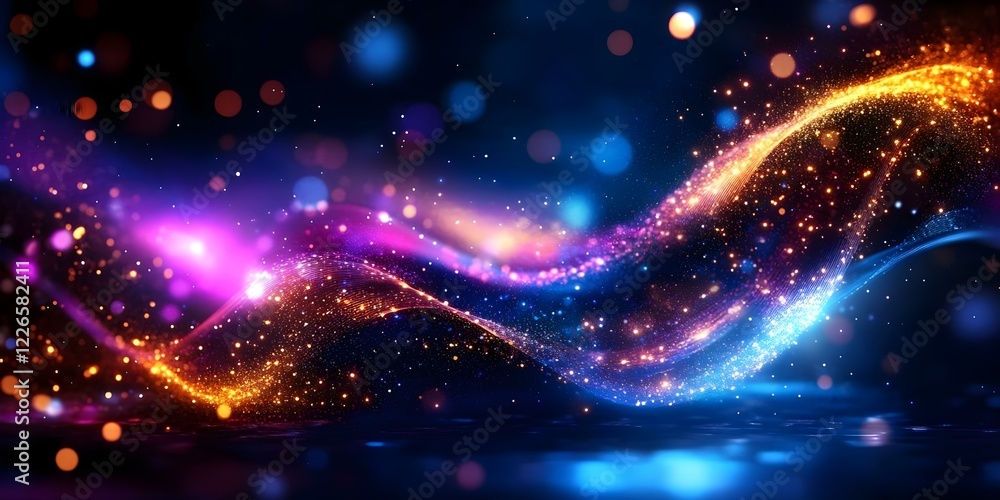 A vibrant abstract background with swirling waves of colorful light, sparkling particles, and a cosmic feel. Concept Vibrant Abstract Background, Swirling Colorful Waves, Sparkling Particles A vibrant abstract background with swirling waves of colorful light, sparkling particles, and a cosmic feel. Concept Vibrant Abstract Background, Swirling Colorful Waves, Sparkling Particles