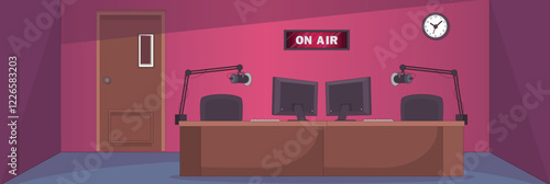 Cute and nice design of Studio radio interior objects vector design