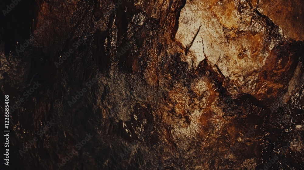 Fototapeta premium Abstract rock formation with natural patterns and earthy tones background close-up