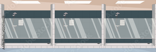 Cute and nice design of shower room with furniture and interior objects vector design