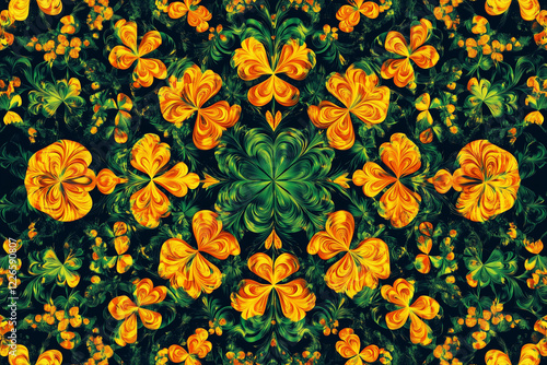 Auto stereogram of a shamrock, pattern for background