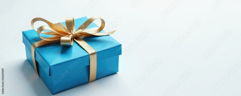Blue gift boxes on a white background with gold ribbons, package, blue gift box Blue gift boxes on a white background with gold ribbons, package, blue gift box