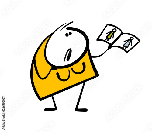 Fat woman watches a fashion magazine and dreams of losing weight. Vector illustration of a disgruntled insecure girl and a skinny model. Imposition of beauty ideals and standards. 
